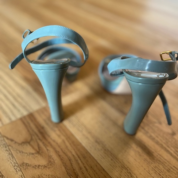 MIU MIU Patent Leather Platform Slanted High Heels Strappy Sandals - Size 41 - Picture 4 of 7